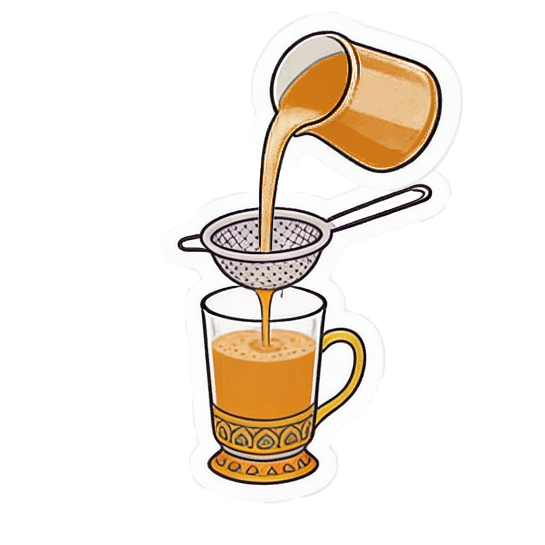 Straining into cup